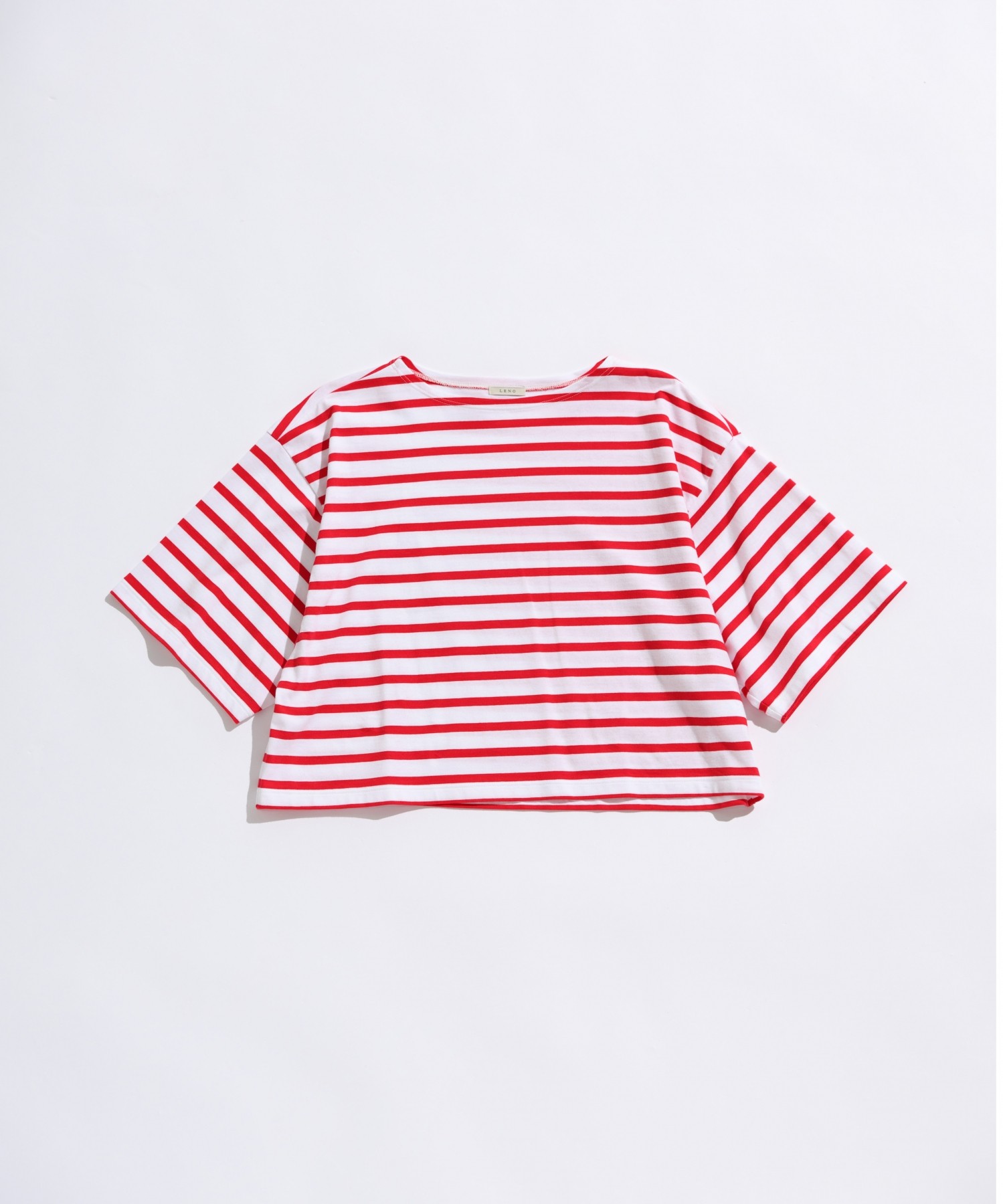 【定価1.2万】リノ LENO *ショートスリーブボーダーTシャツ*0半袖カットソーコットンフライスLENO&Co(m33-2506-223)【90G52】 HALF SLEEVE BORDER T-SHIRT [LENO] | NowN