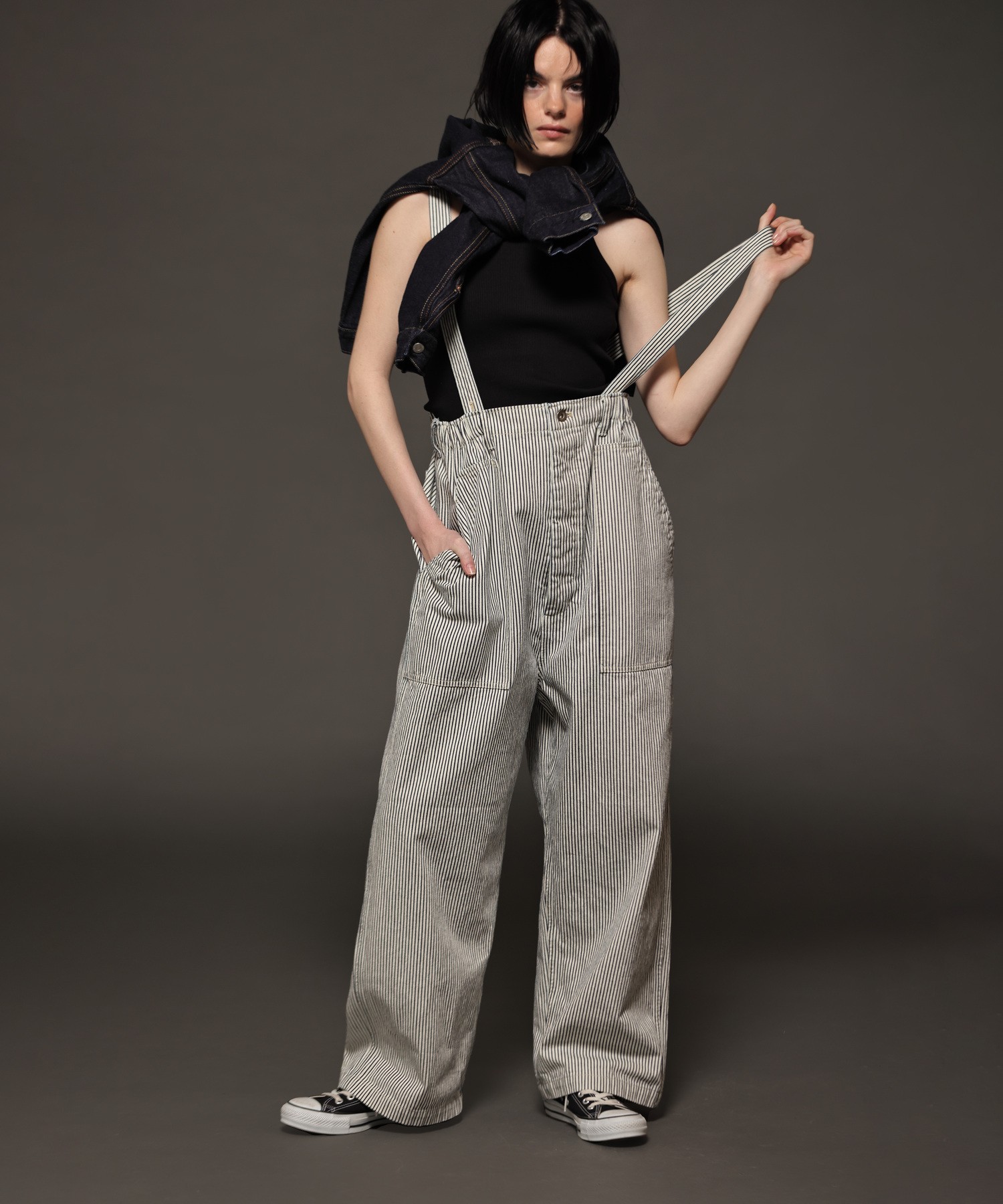 LENO オリーブ サロペット LENO リノ コットン ベイカー サロペット “BAKER SALOPETTE FADE