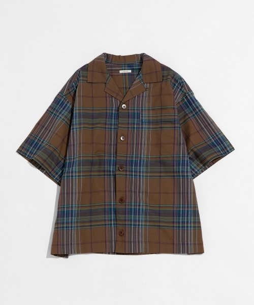 DARK MADRAS CHECK OPEN COLLAR SHIRTS