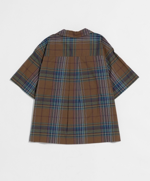 DARK MADRAS CHECK OPEN COLLAR SHIRTS