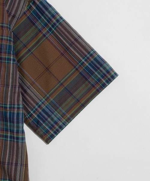 DARK MADRAS CHECK OPEN COLLAR SHIRTS