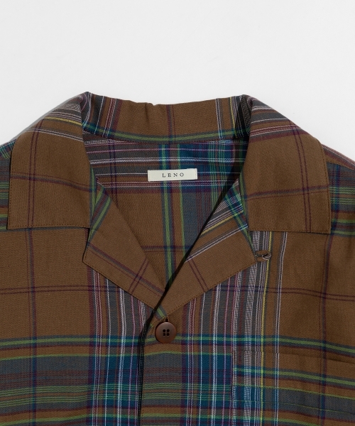 DARK MADRAS CHECK OPEN COLLAR SHIRTS