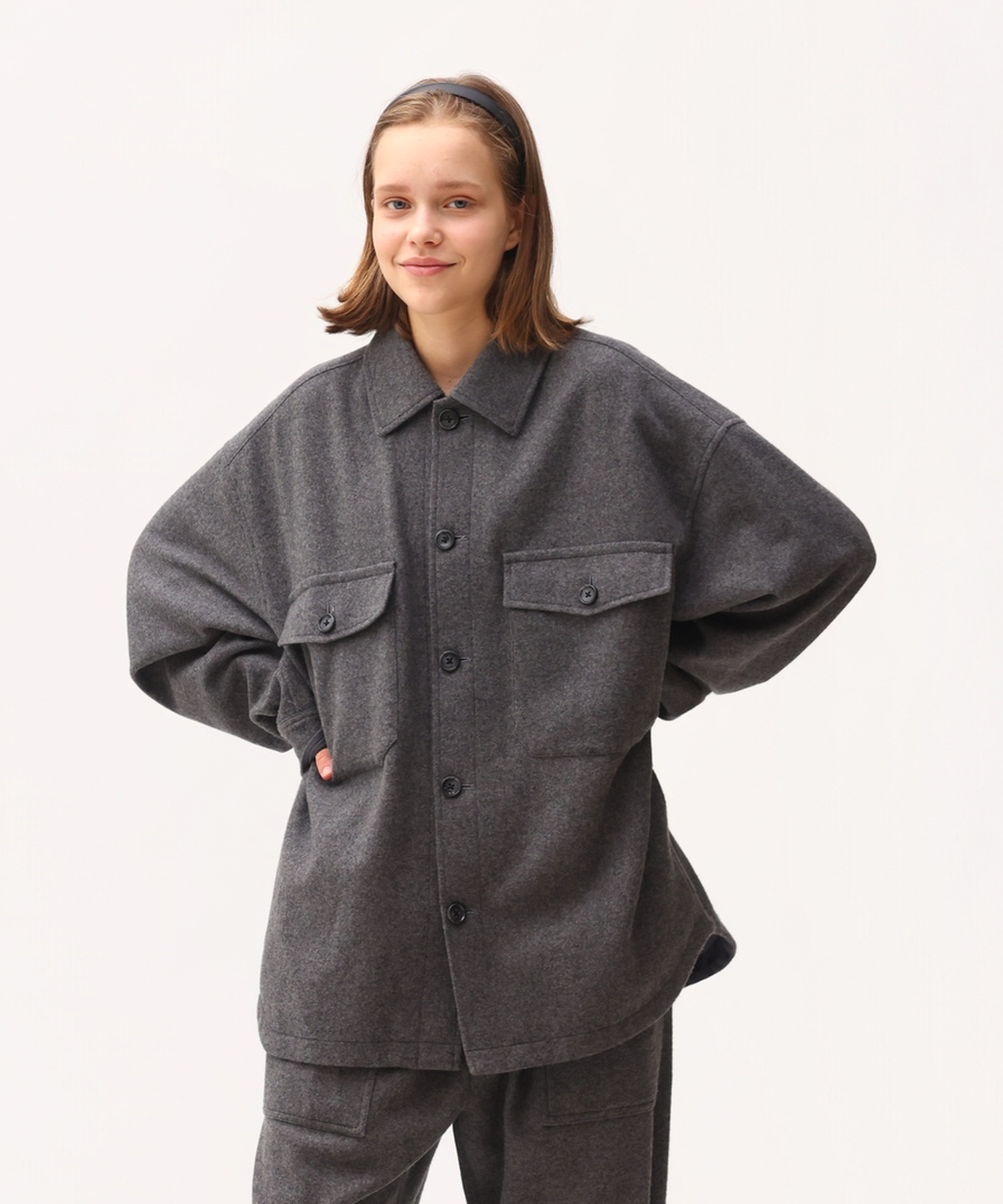 SUPER110'S MELTON CPO JACKET GRAY