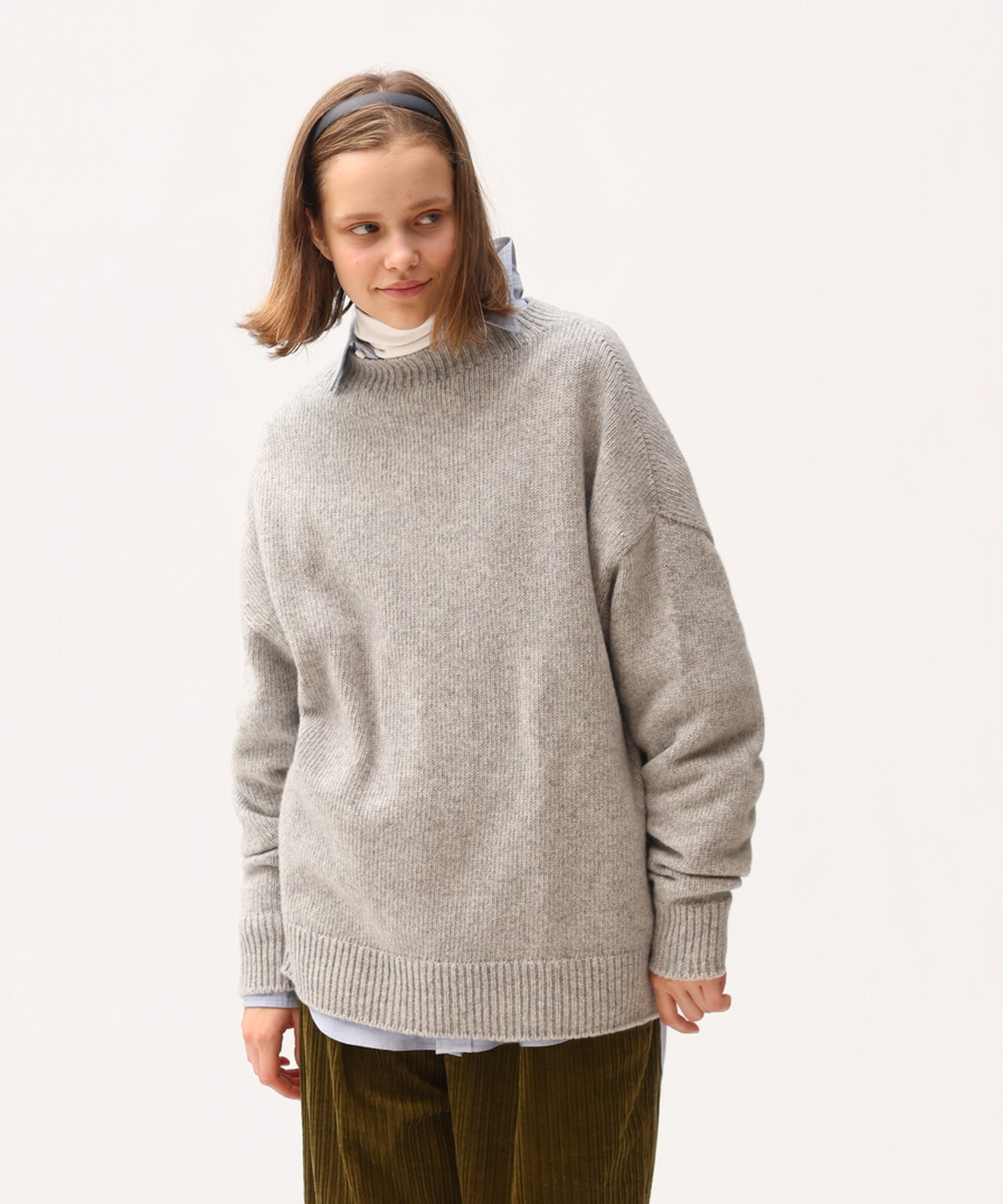 EXTRA FINE LAMB MELANGE SWEATER GRAY