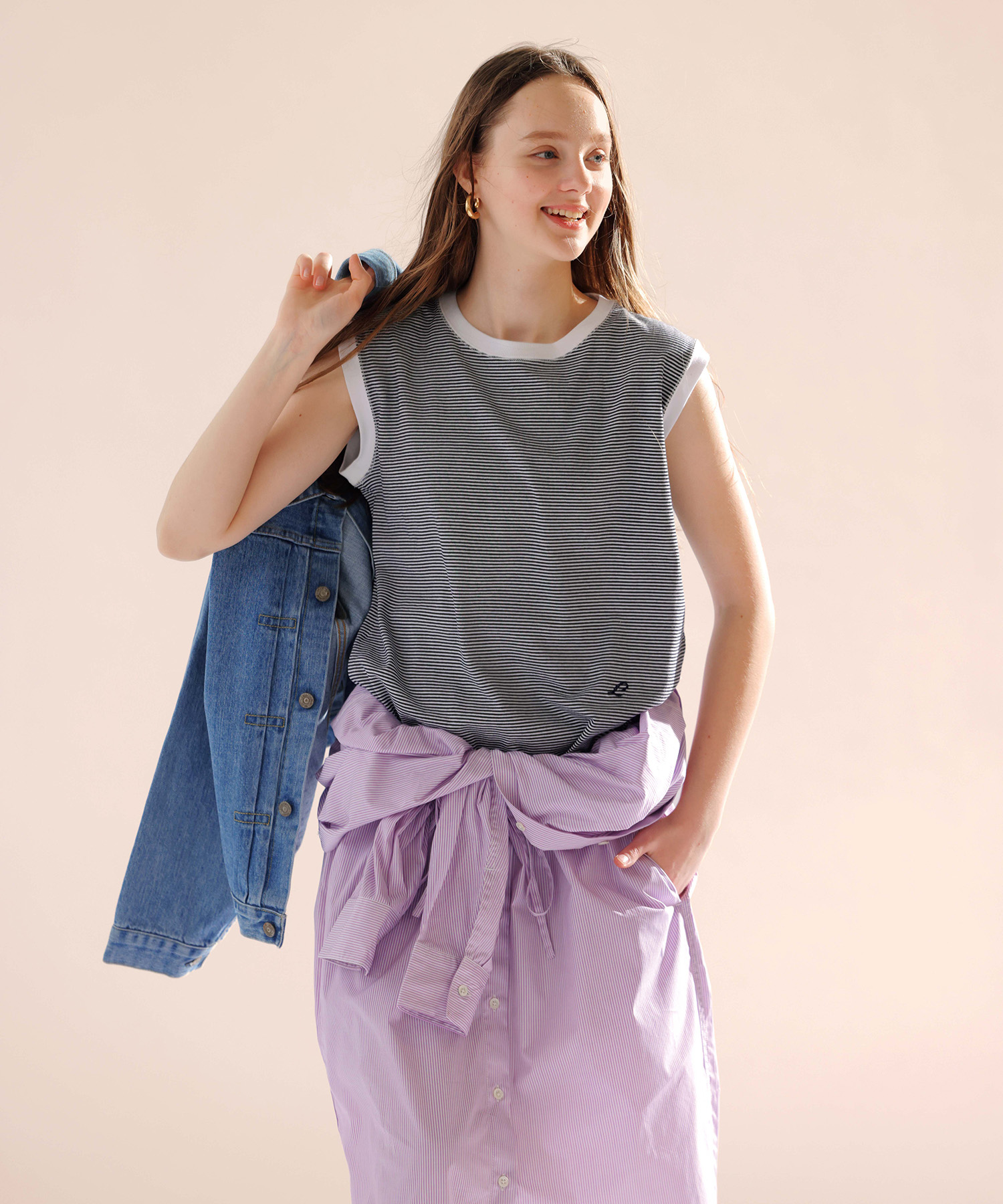 【CLUÉL】THIN BORDER FRENCH T-SHIRT