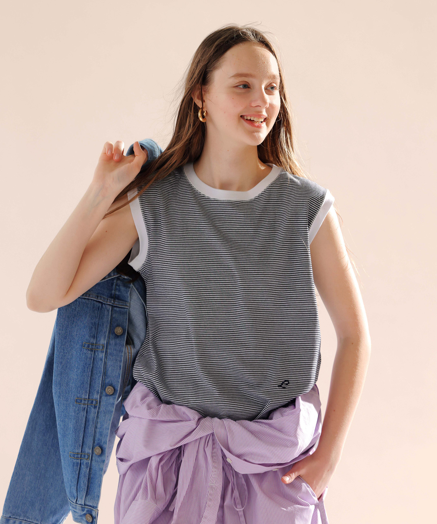 【CLUÉL】THIN BORDER FRENCH T-SHIRT