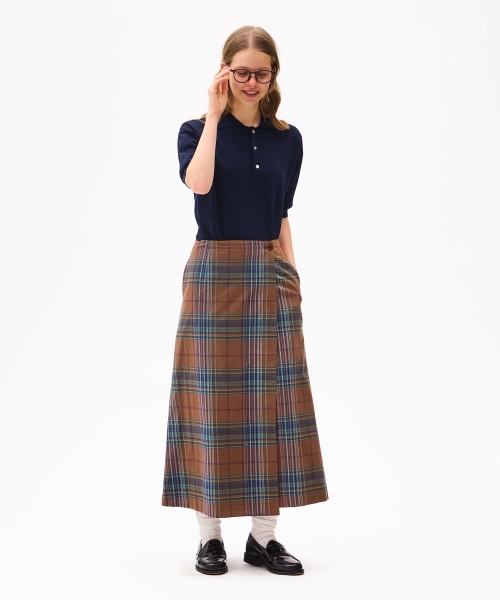 DARK MADRAS CHECK LAPP SKIRT