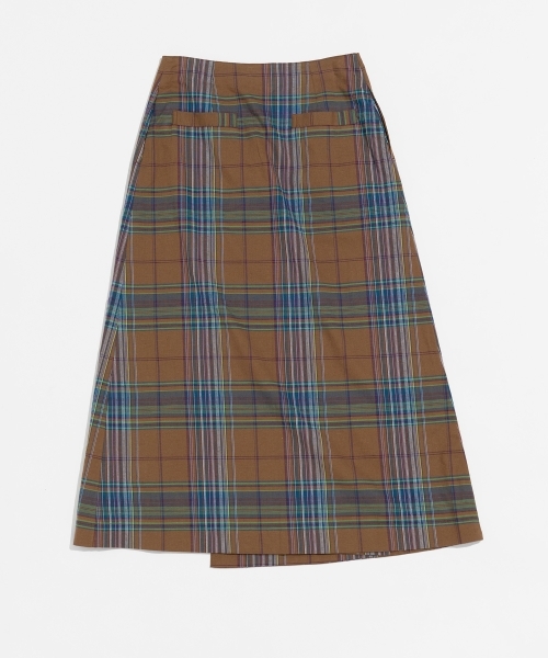 DARK MADRAS CHECK WRAP SKIRT