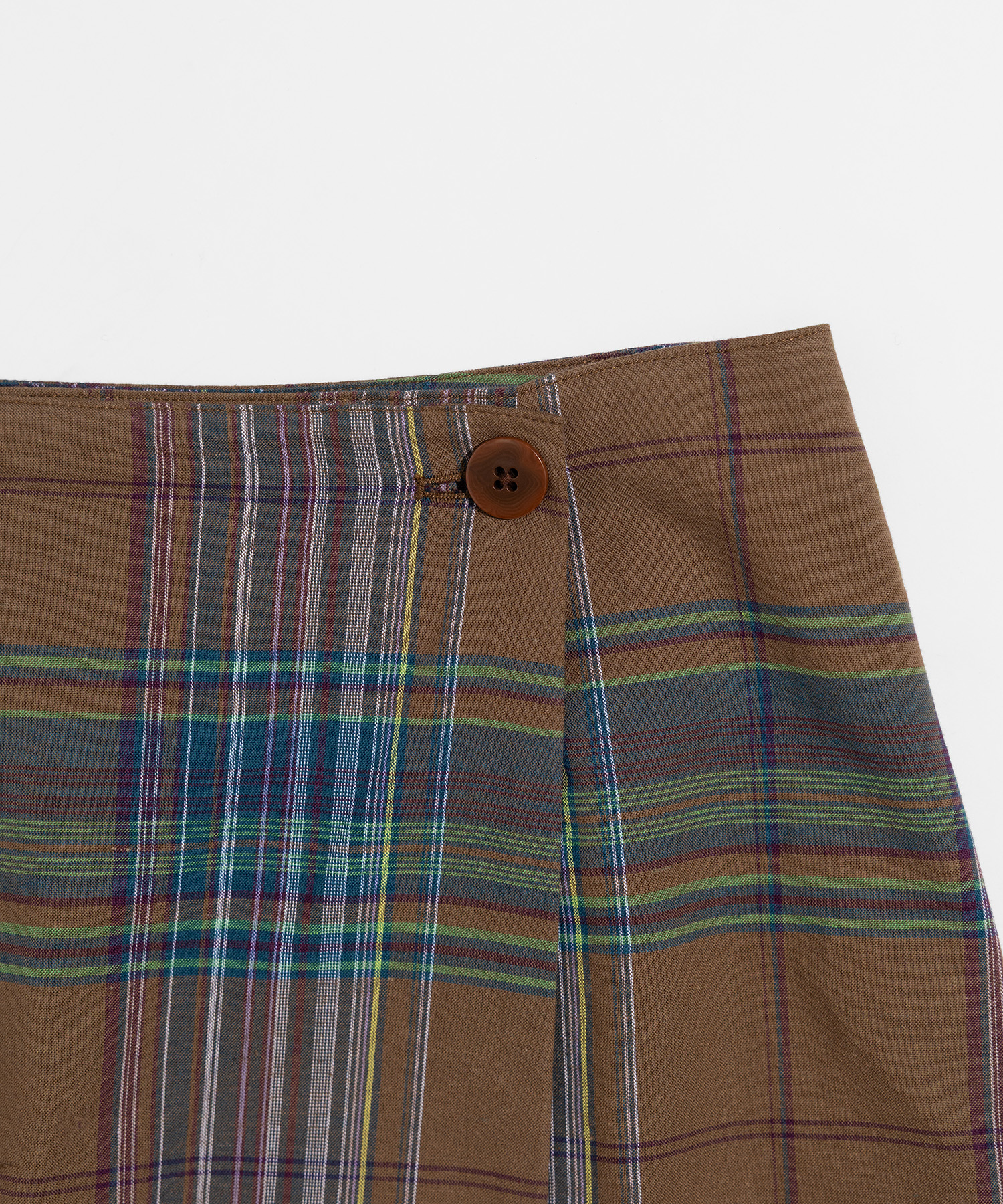 DARK MADRAS CHECK WRAP SKIRT