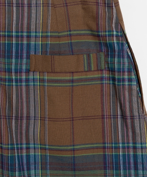 DARK MADRAS CHECK WRAP SKIRT