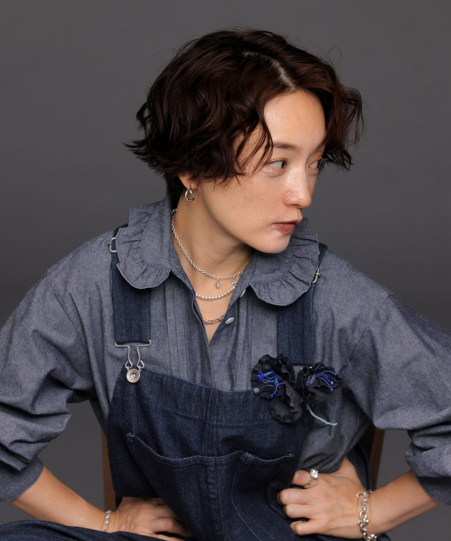 TUCKED PLEATS COLLAR BLOUSE with MIYAKO TAKAYAMA