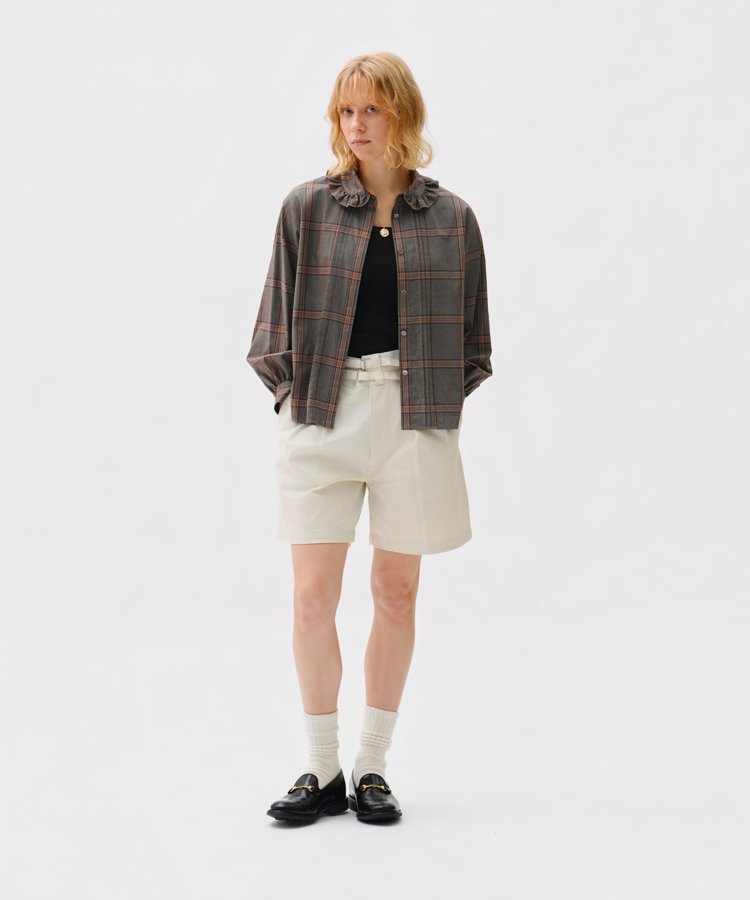 TUCKED PLEATS COLLAR BLOUSE with MIYAKO TAKAYAMA