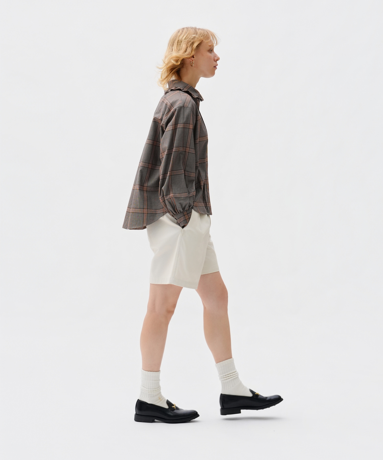 TUCKED PLEATS COLLAR BLOUSE with MIYAKO TAKAYAMA