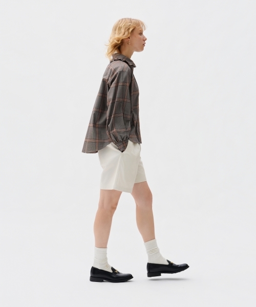TUCKED PLEATS COLLAR BLOUSE with MIYAKO TAKAYAMA