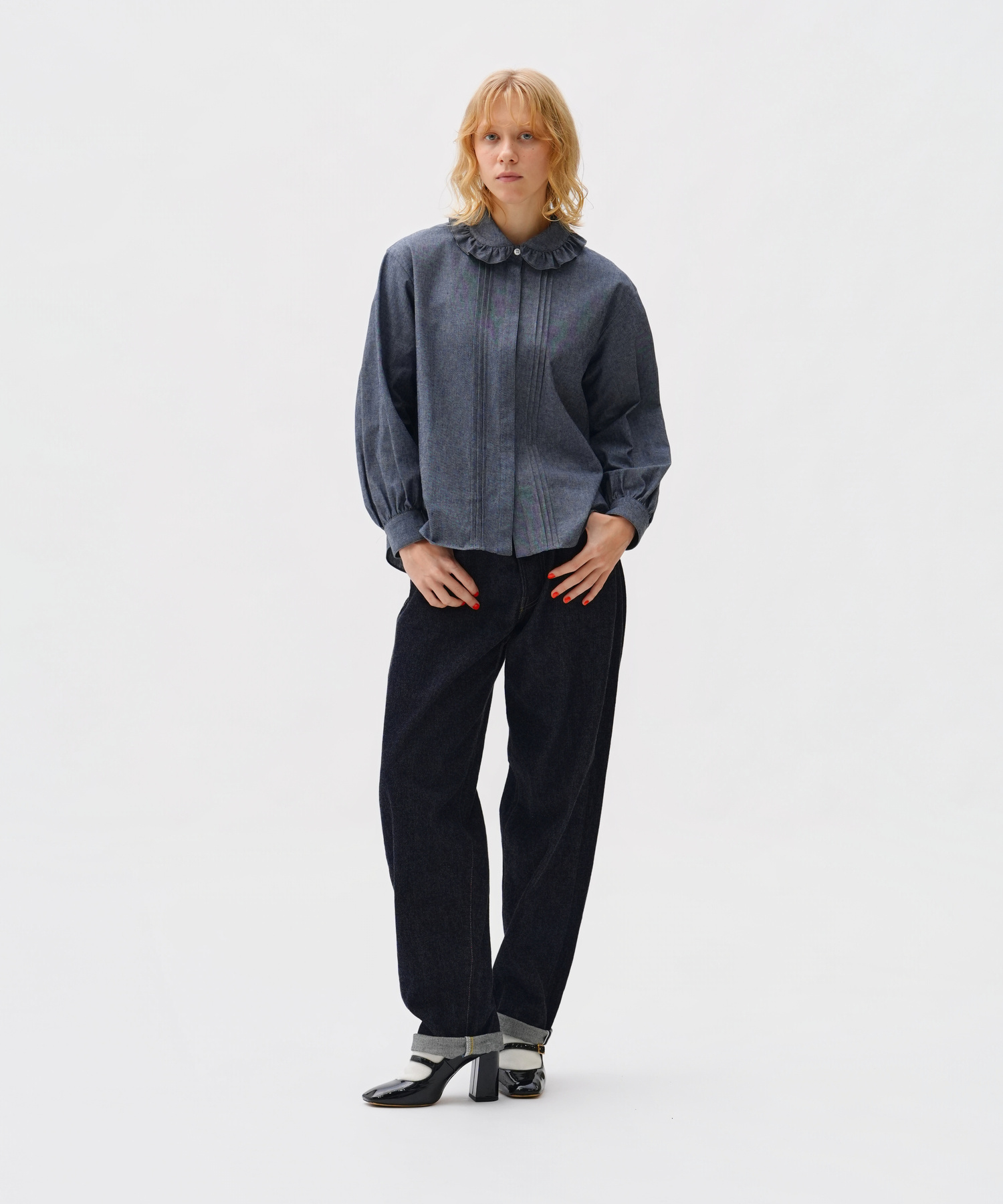 TUCKED PLEATS COLLAR BLOUSE with MIYAKO TAKAYAMA