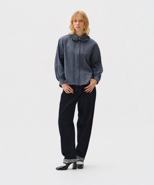 TUCKED PLEATS COLLAR BLOUSE with MIYAKO TAKAYAMA