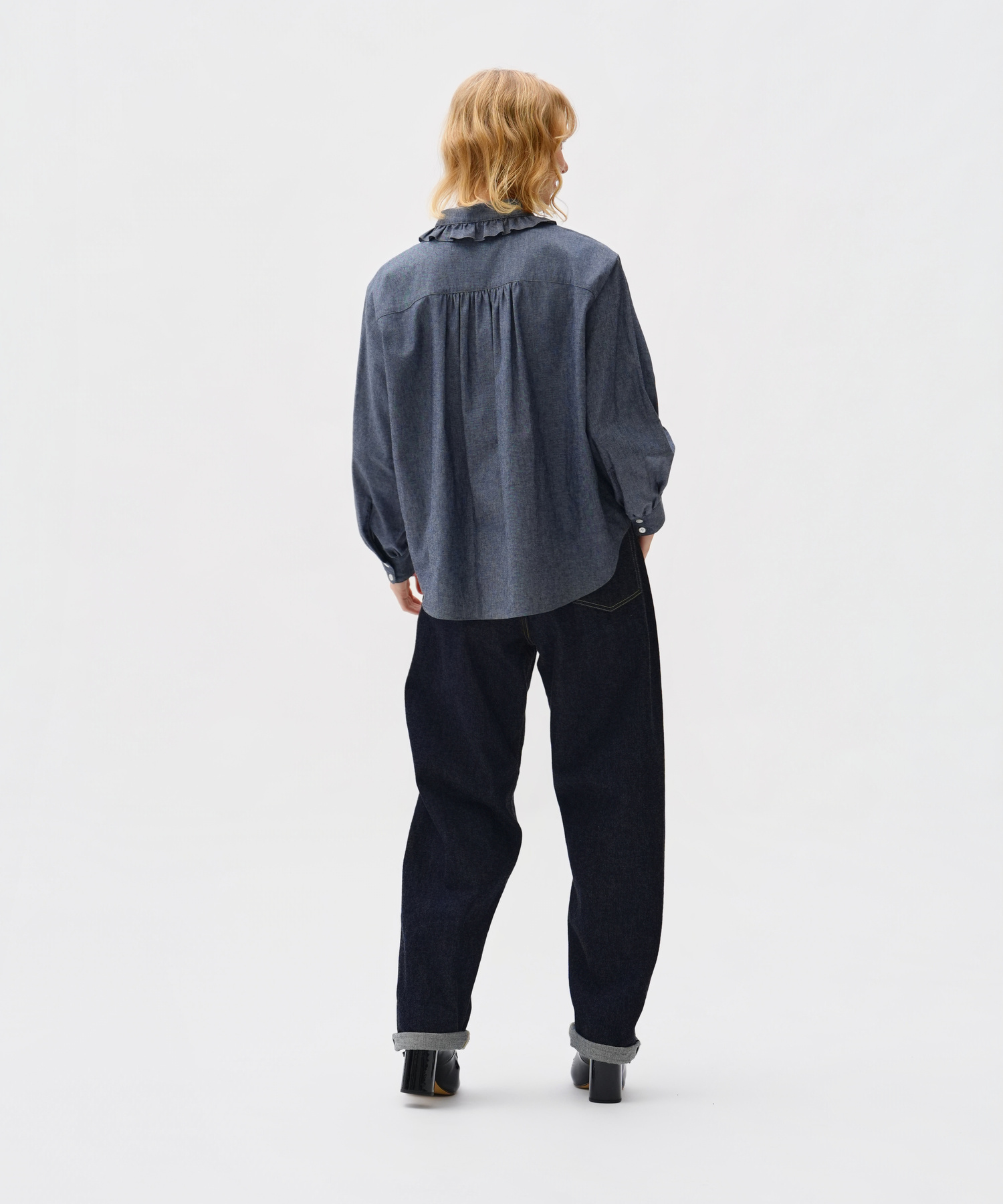 TUCKED PLEATS COLLAR BLOUSE with MIYAKO TAKAYAMA