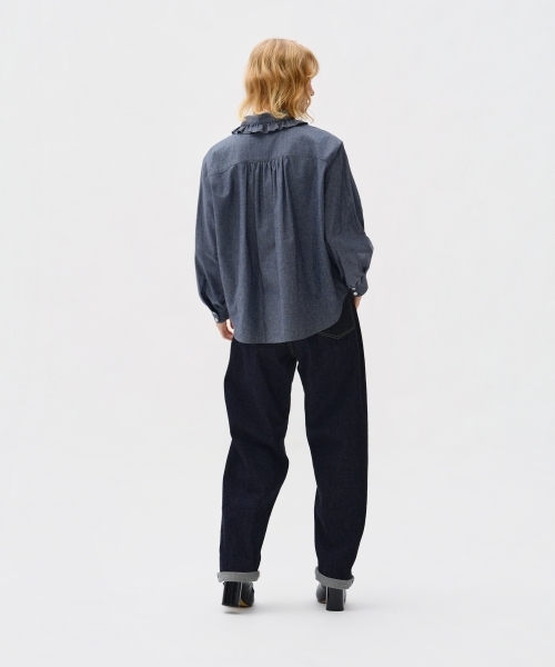 TUCKED PLEATS COLLAR BLOUSE with MIYAKO TAKAYAMA