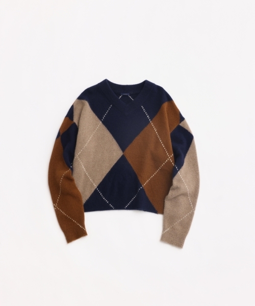 BIG ARGYLE BRUSHED KNIT