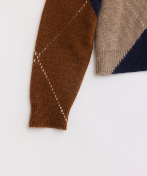 BIG ARGYLE BRUSHED KNIT