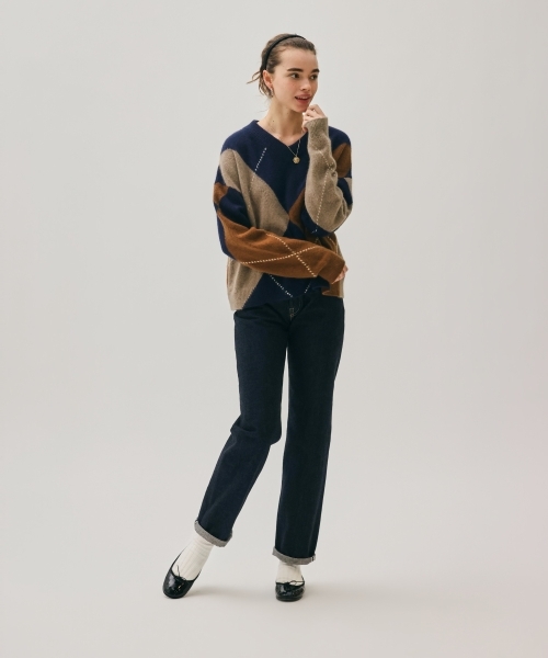 BIG ARGYLE BRUSHED KNIT