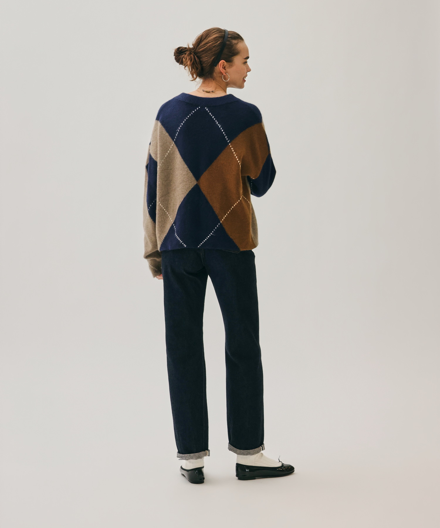 BIG ARGYLE BRUSHED KNIT