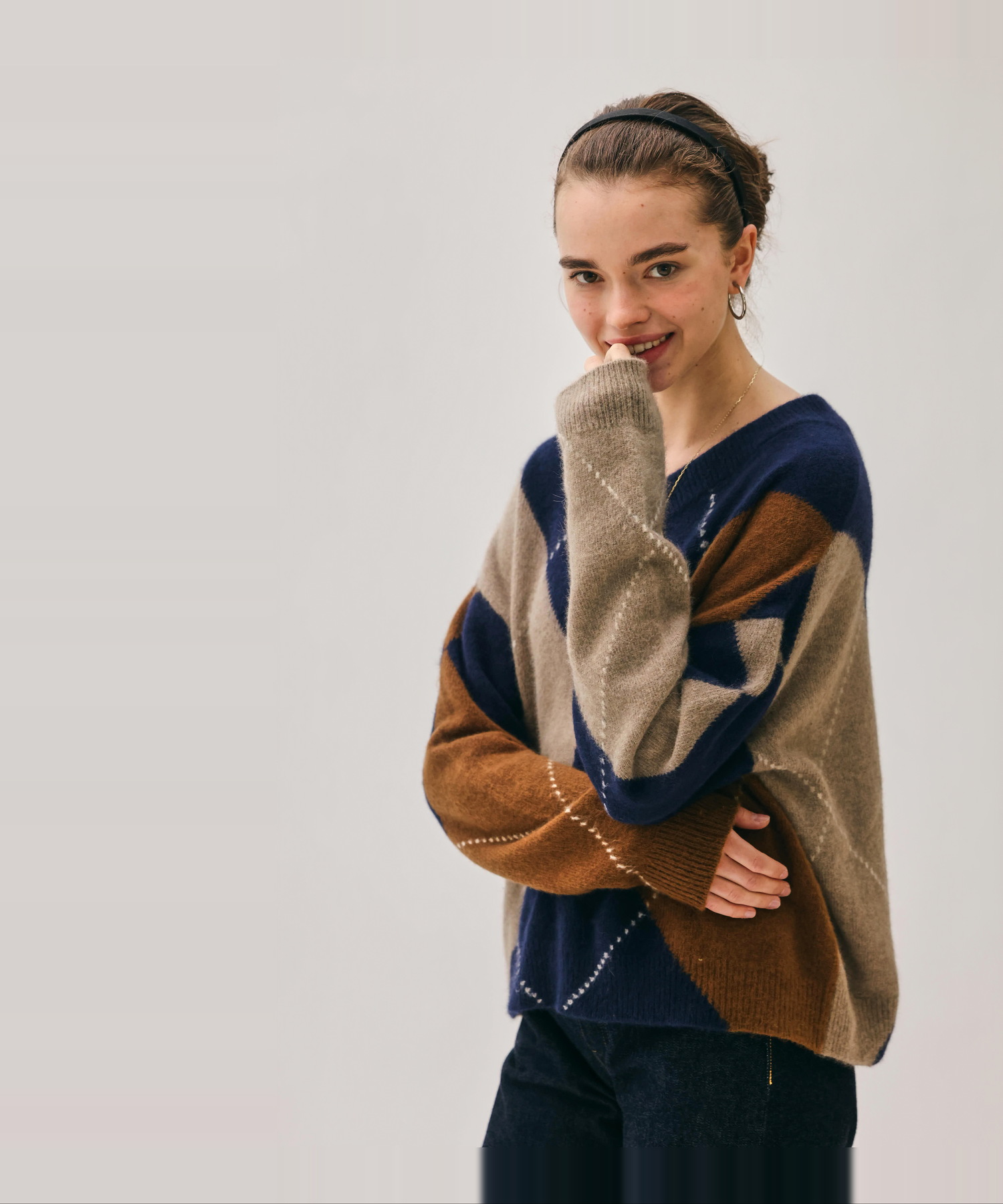 BIG ARGYLE BRUSHED KNIT