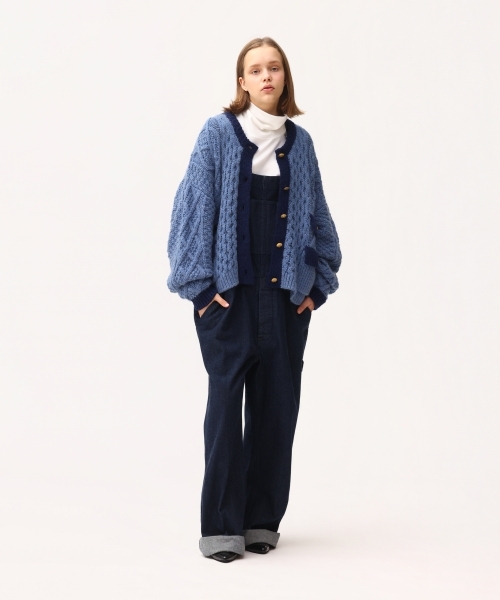 ARAN KNIT CREW NECK CARDIGAN