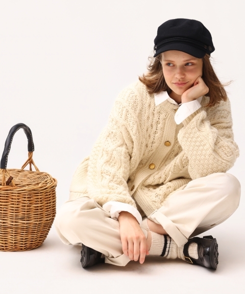 ARAN KNIT CREW NECK CARDIGAN