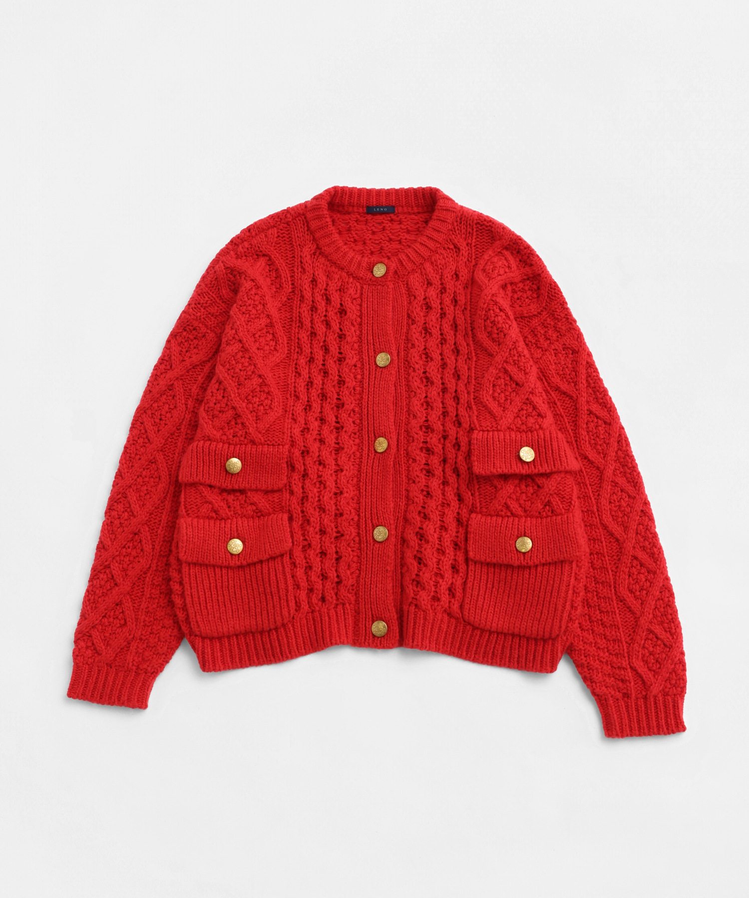 ARAN KNIT CREW NECK CARDIGAN