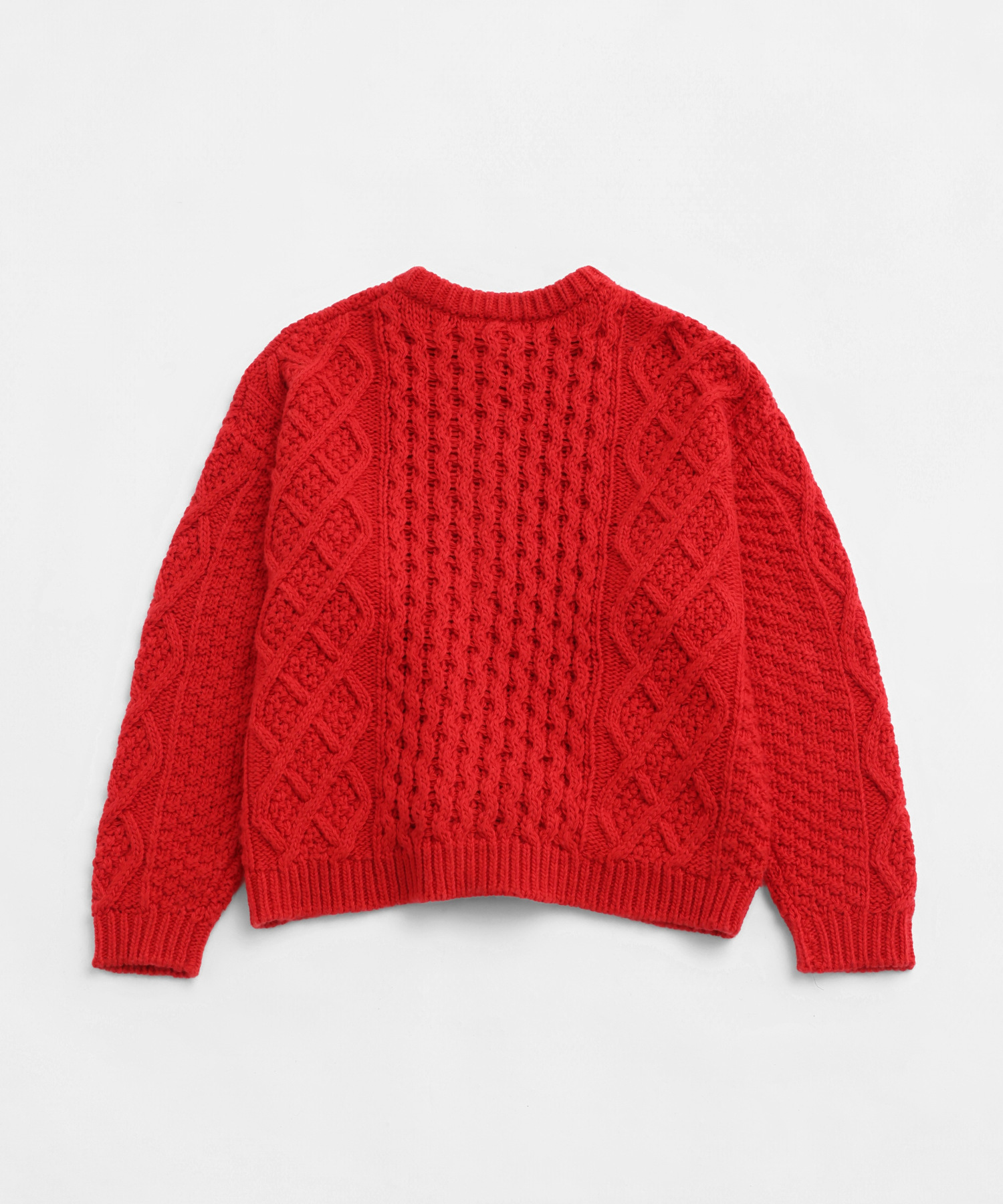 ARAN KNIT CREW NECK CARDIGAN