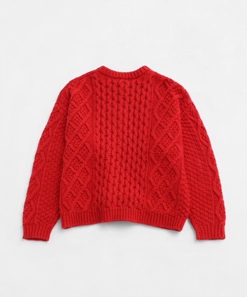 ARAN KNIT CREW NECK CARDIGAN