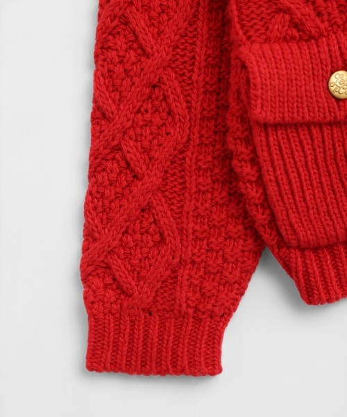 ARAN KNIT CREW NECK CARDIGAN
