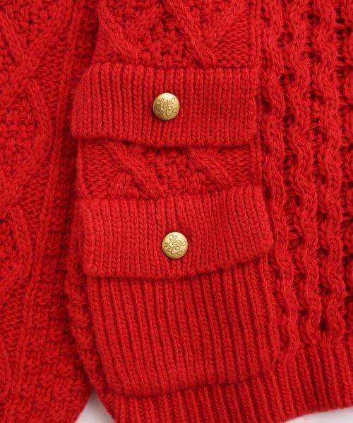 ARAN KNIT CREW NECK CARDIGAN