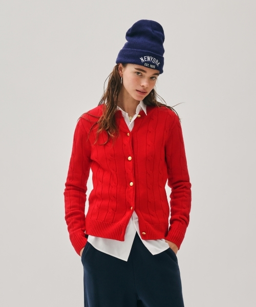 CABLE PATTERN CREW CARDIGAN