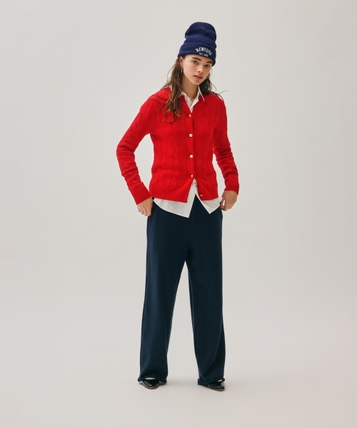 CABLE PATTERN CREW CARDIGAN