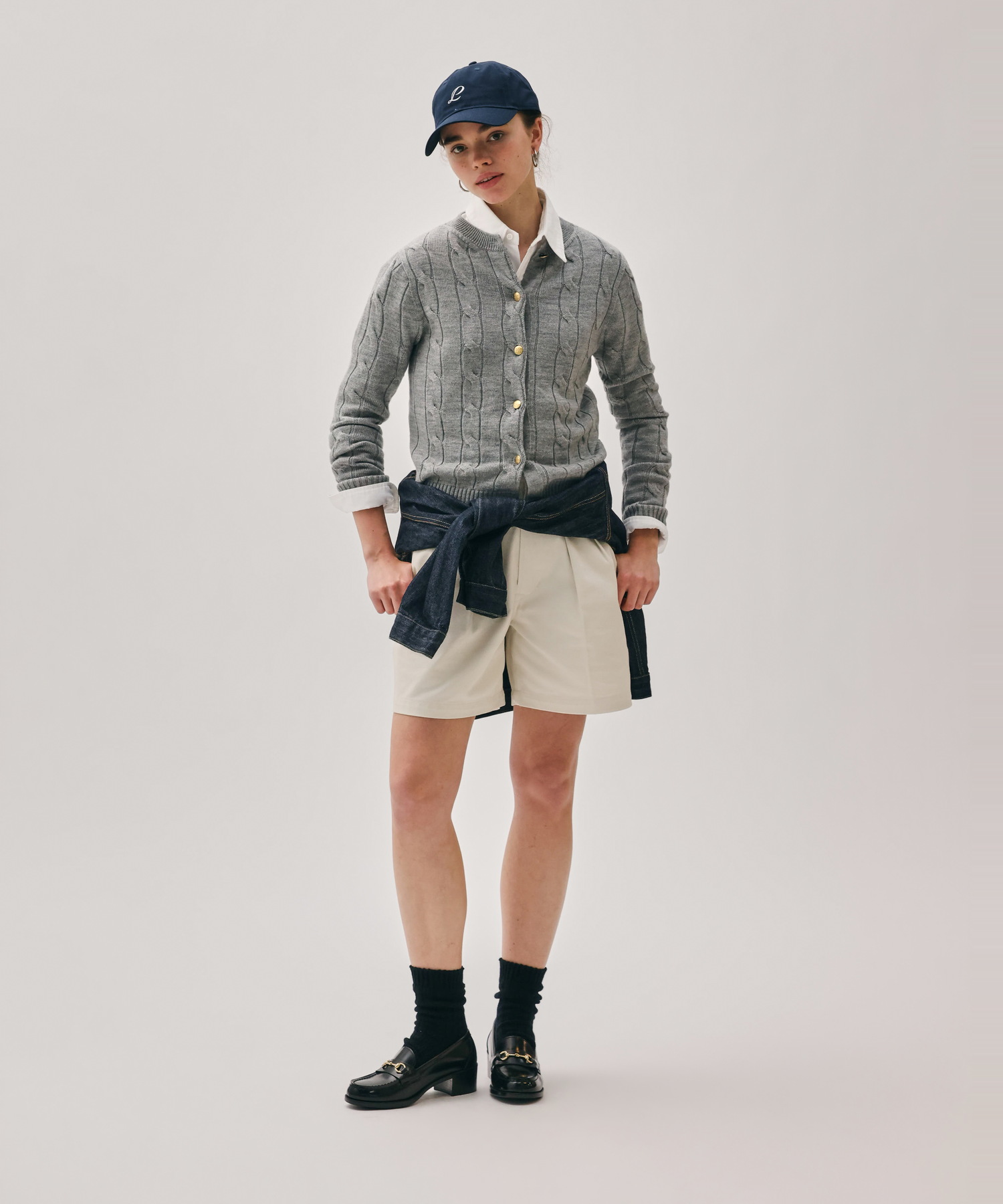 CABLE PATTERN CREW CARDIGAN