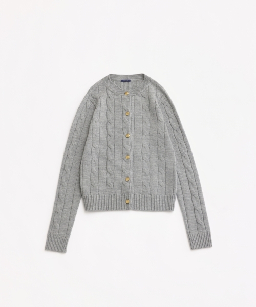 CABLE PATTERN CREW CARDIGAN