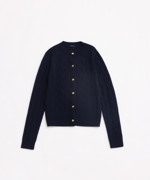 CABLE PATTERN CREW CARDIGAN