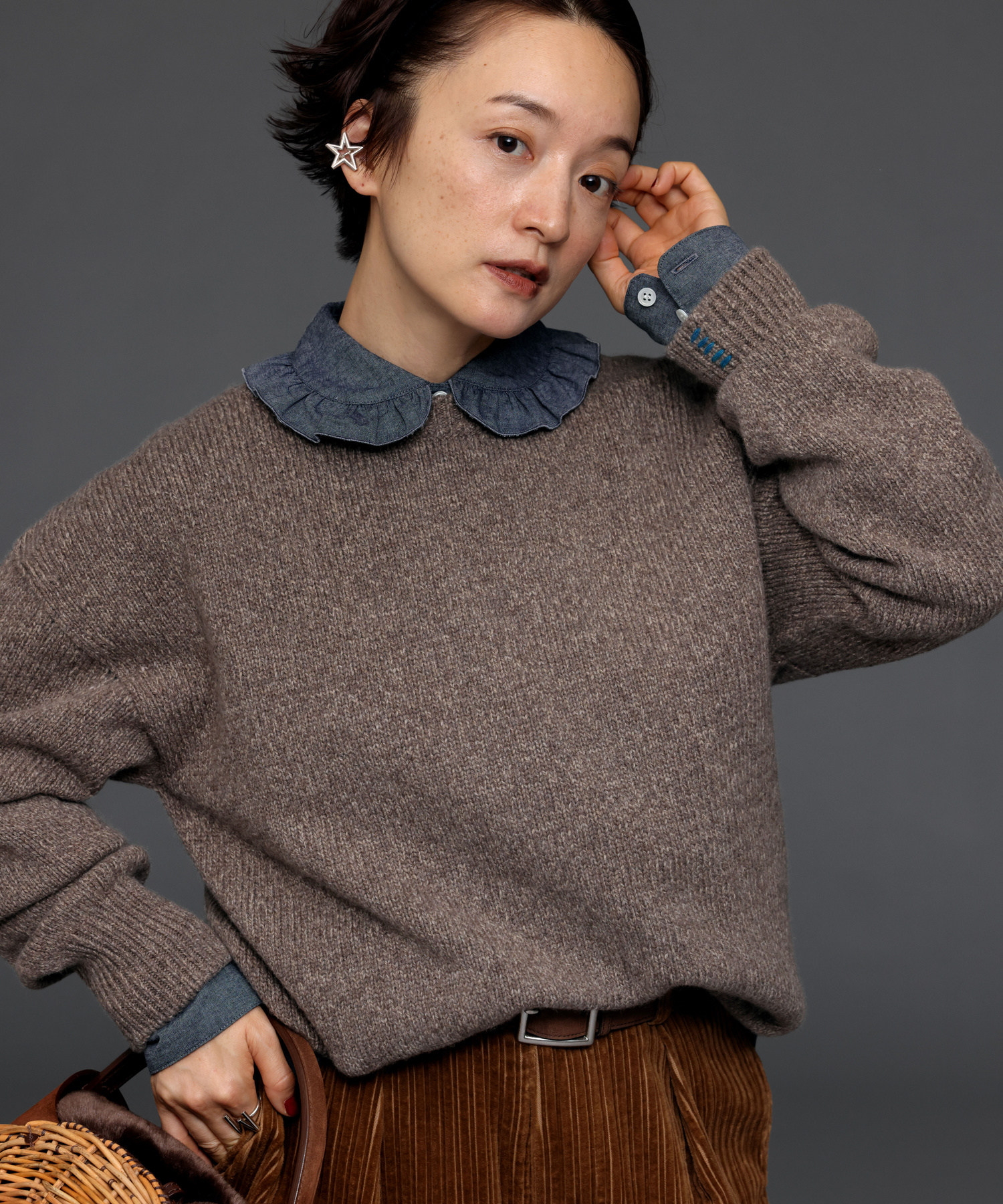 EXTRA FINE LAMBSWOOL SWEATER with MIYAKO TAKAYAMA
